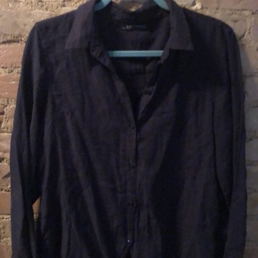Navy button-down